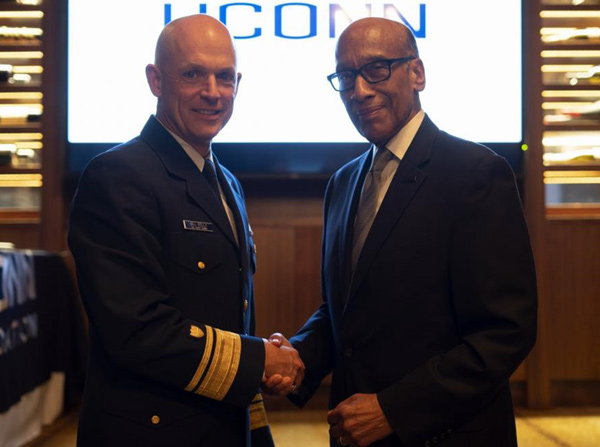 Rear Adm. Bill Kelly and Mr. Harrison Brooks Fitch | U.S. Coast Guard Photo by PA2 Matt Abban