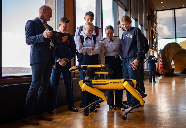 Boston Dynamics robot with cadets