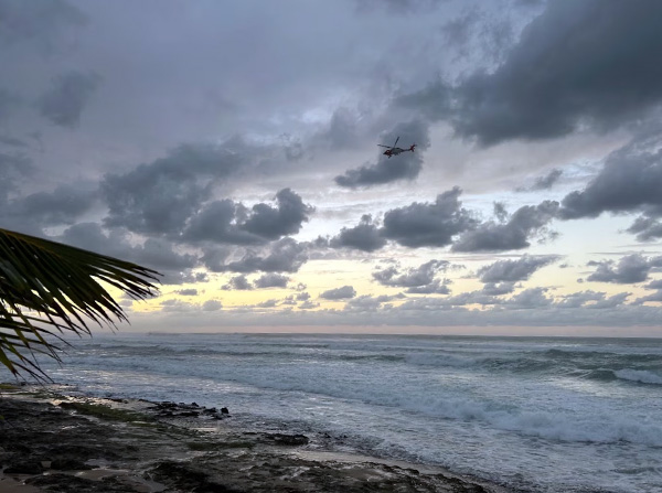 An Air Station Borinquen MH-60 Jayhawk helicopter crew searches for a missing person in the vicinity of Reserva Natural Cueva del Indio, Puerto Rico, Feb. 9, 2026.